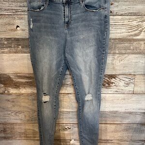 Old Navy ROCKSTAR Mid-Rise Light Blue Distressed Skinny Jeans